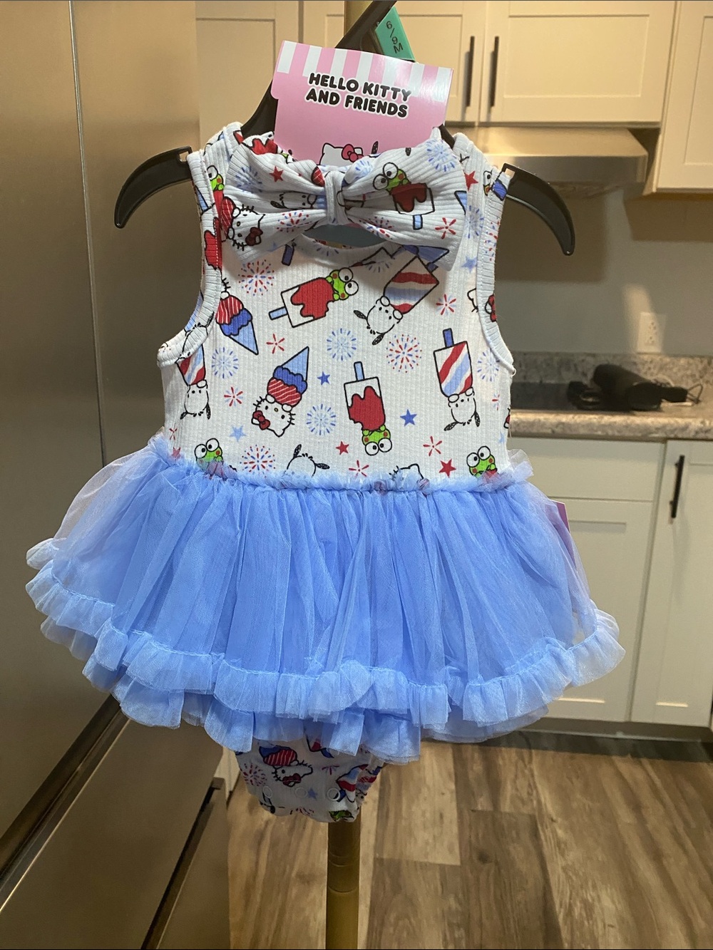Hello Kitty Light Blue Tutu Dress with Printed Bodice and Bow 6-9 months NWT